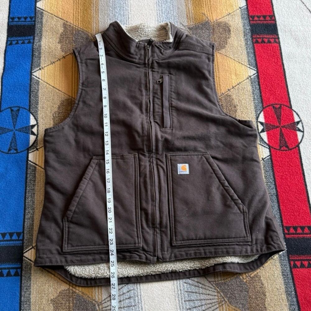 Vintage Women’s Carhartt Sherpa Lined Canvas Vest Size Large Brown 104224-DKB - Picture 9 of 9